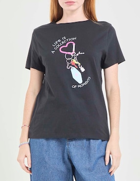 Playera manga corta Non Stop cuello redondo para mujer