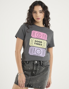 Playera manga corta Non Stop cuello redondo para mujer