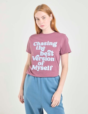 Playera manga corta Non Stop cuello redondo para mujer