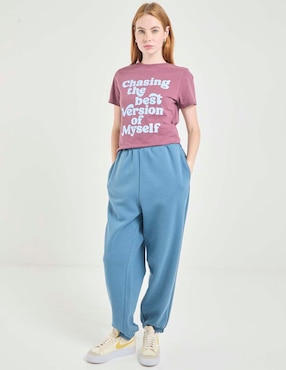 Playera manga corta Non Stop cuello redondo para mujer