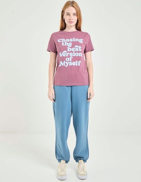 Playera manga corta Non Stop cuello redondo para mujer
