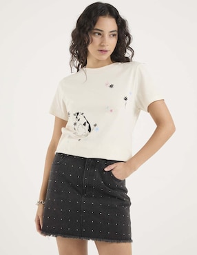 Playera manga corta Non Stop cuello redondo para mujer