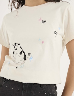 Playera manga corta Non Stop cuello redondo para mujer