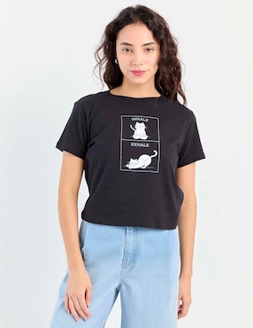 Playera manga corta Non Stop cuello redondo para mujer