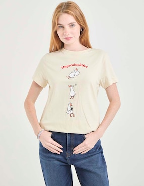 Playera manga corta Non Stop cuello redondo para mujer