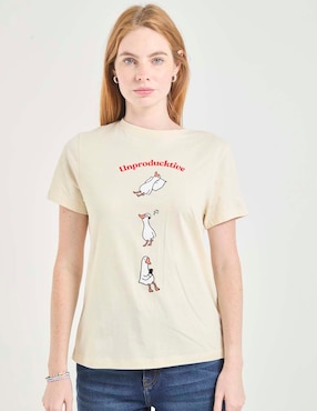 Playera manga corta Non Stop cuello redondo para mujer