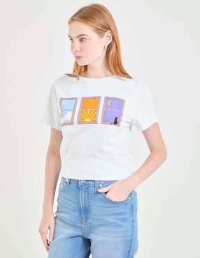 Playera manga corta Non Stop cuello redondo para mujer