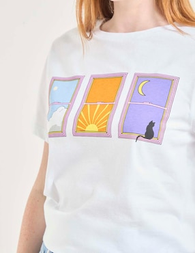 Playera manga corta Non Stop cuello redondo para mujer