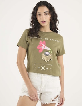 Playera manga corta Non Stop cuello redondo para mujer