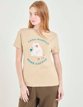 Playera manga corta Non Stop cuello redondo para mujer