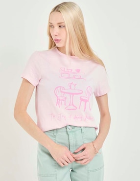 Playera managa corta Non Stop cuello redondo para mujer