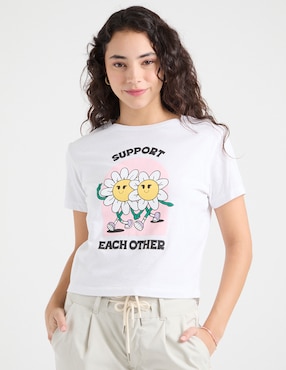 Playera manga corta Non Stop cuello redondo para mujer