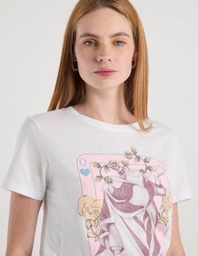Playera manga corta Disney Alice in Wonderland cuello redondo para mujer