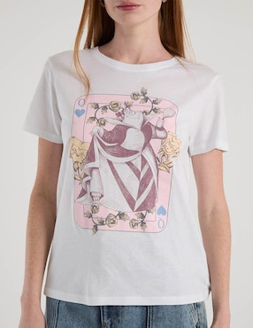 Playera manga corta Disney Alice in Wonderland cuello redondo para mujer