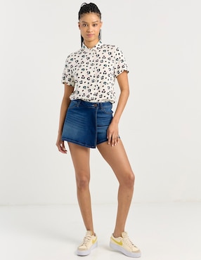 Falda short mini Non Stop de mezclilla a la cintura