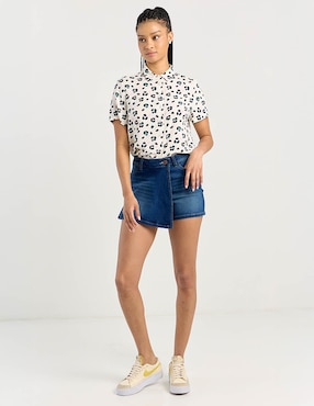 Falda short mini Non Stop de mezclilla a la cintura