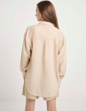 Blusa camisera Non Stop manga larga para mujer