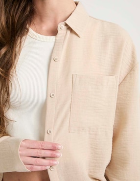 Blusa camisera Non Stop manga larga para mujer