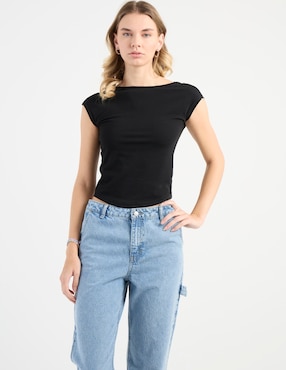 Playera manga corta Non Stop cuello cuadrado para mujer
