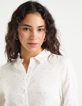 Blusa camisera Non Stop manga larga para mujer