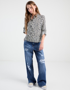 Blusa camisera Non Stop manga larga para mujer