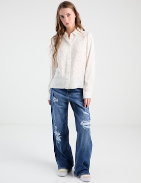 Blusa camisera Non Stop manga larga para mujer
