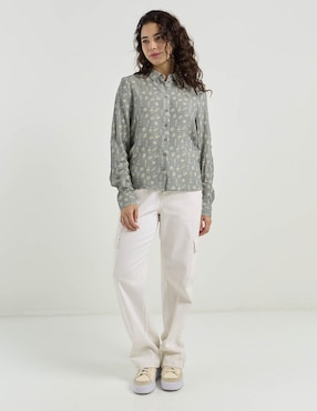 Blusa camisera Non Stop manga larga para mujer