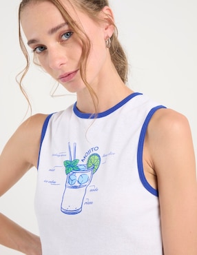 Playera sin manga Non Stop cuello redondo para mujer