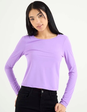 Playera manga larga Non Stop cuello redondo para mujer