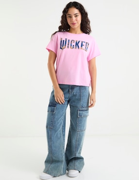 Playera manga corta Universal Wicked cuello redondo para mujer
