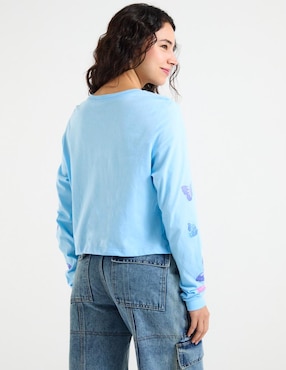 Playera manga larga Universal Wicked cuello redondo para mujer