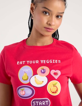 Playera manga corta Non Stop cuello redondo para mujer
