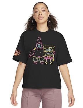 Playera manga al codo Nickelodeon cuello redondo para mujer