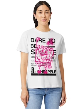 Playera manga corta Nickelodeon cuello redondo para mujer