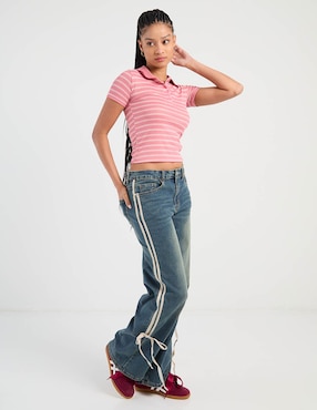 Playera manga corta Non Stop cuello camisero para mujer