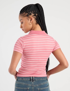 Playera manga corta Non Stop cuello camisero para mujer