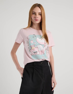 Playera manga corta Disney Alice in Wonderland cuello redondo para mujer