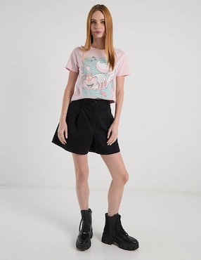 Playera manga corta Disney Alice in Wonderland cuello redondo para mujer