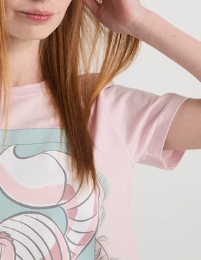 Playera manga corta Disney Alice in Wonderland cuello redondo para mujer