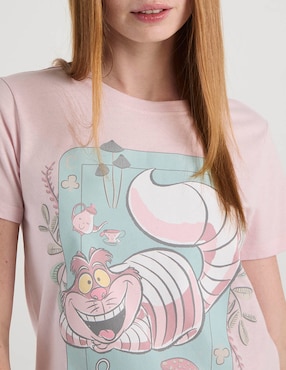 Playera manga corta Disney Alice in Wonderland cuello redondo para mujer