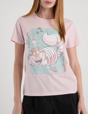 Playera manga corta Disney Alice in Wonderland cuello redondo para mujer