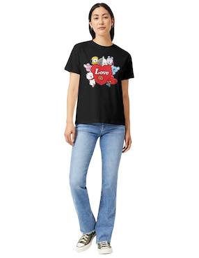 Playera manga corta Tycoon cuello redondo para mujer
