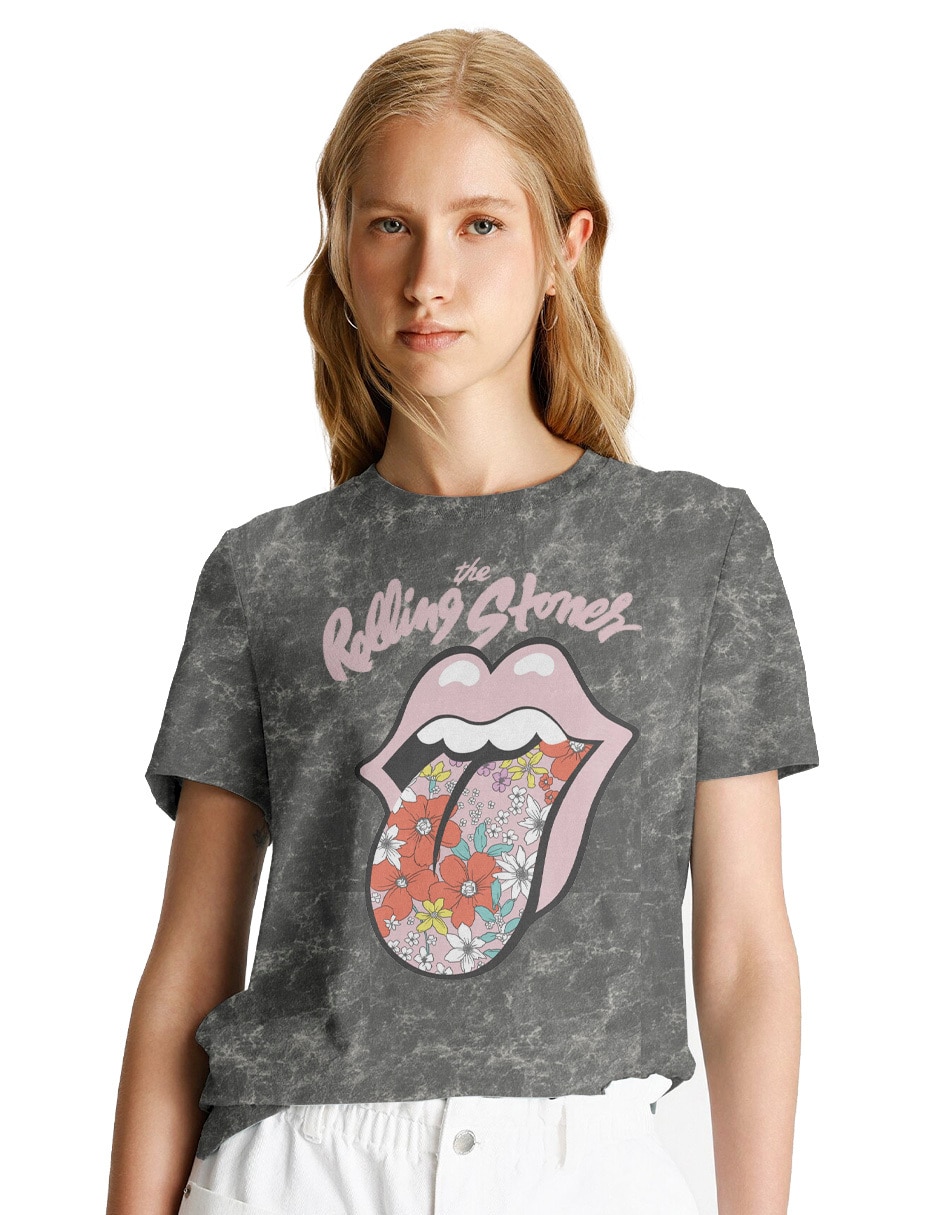 Playera manga corta Bravado Rolling Stones cuello redondo para mujer