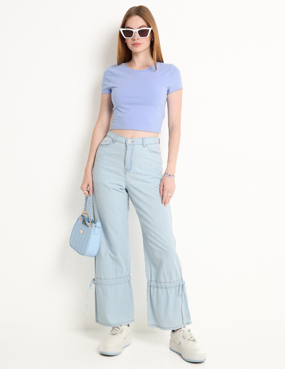Jeans relaxed straight corte cintura alta para mujer 3