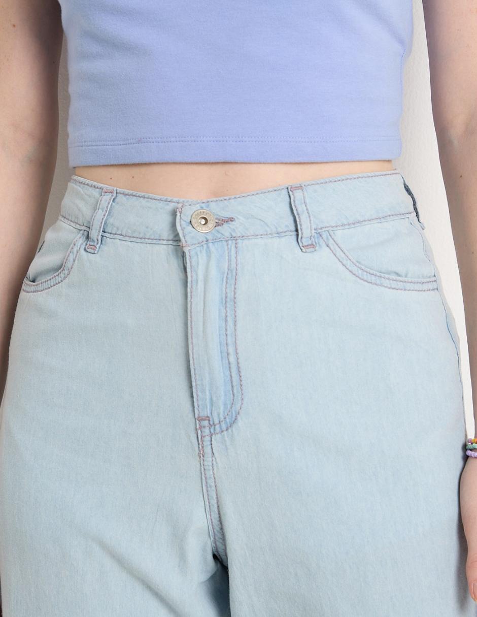 Jeans relaxed straight corte cintura alta para mujer 4