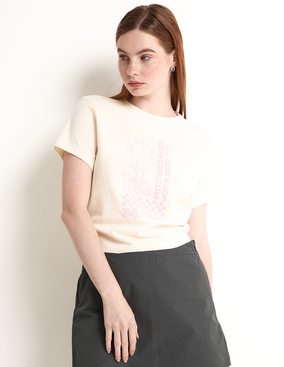 Playera manga corta cuello redondo para mujer Playera manga corta cuello redondo para mujer