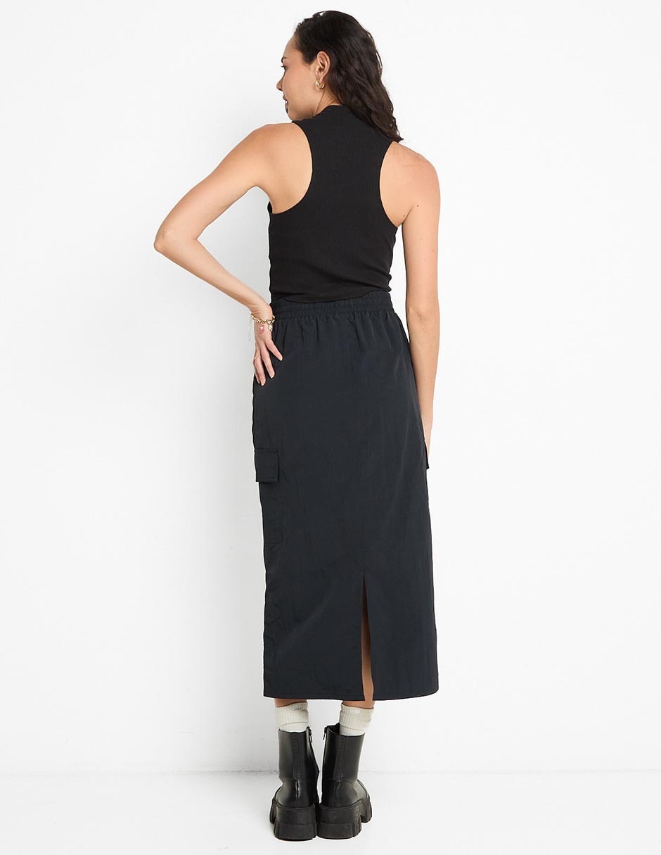 FALDA 3/4 NON STOP, CH, NEGRO LISO RECT