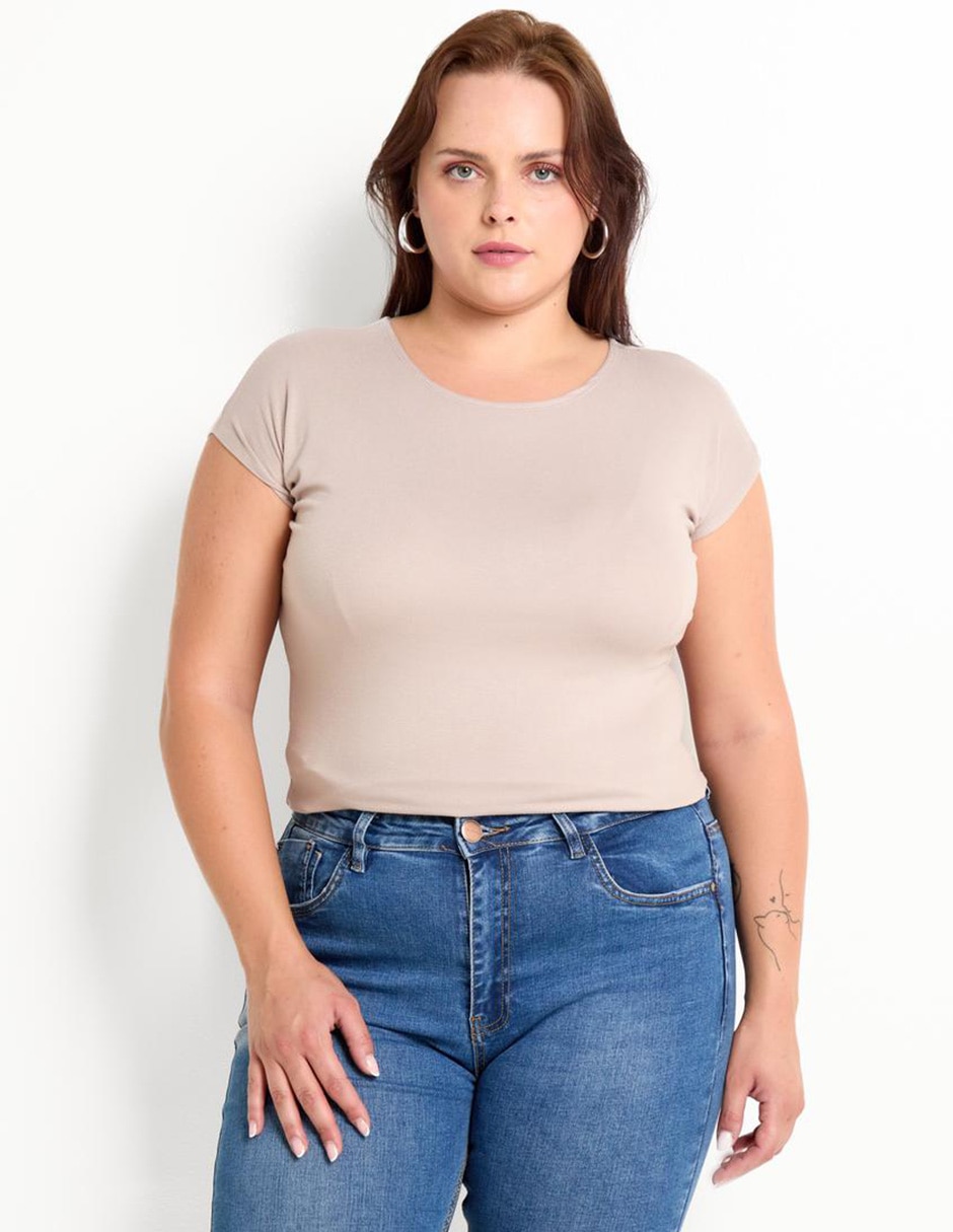 Playera manga corta cuello redondo para mujer Playera manga corta cuello redondo para mujer