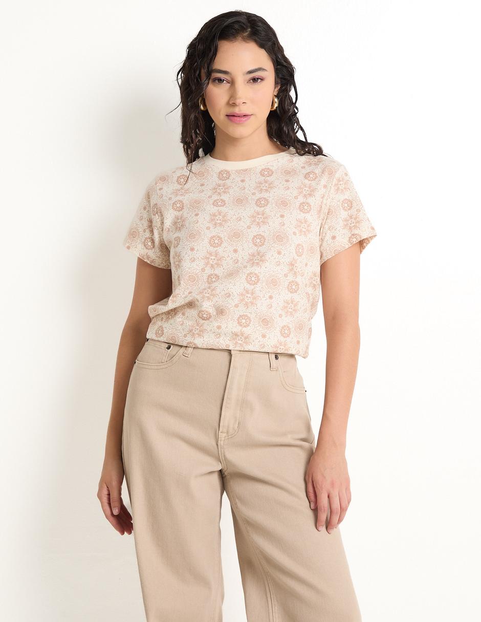 Playera manga corta cuello redondo para mujer Playera manga corta cuello redondo para mujer