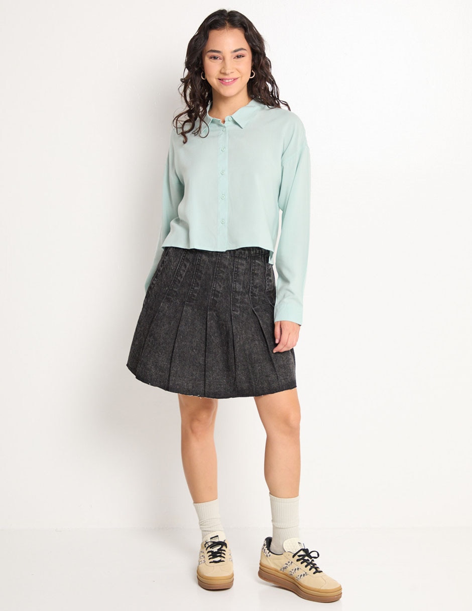 FALDA CORTO NON, 9, GRIS DENIM OBSCURO